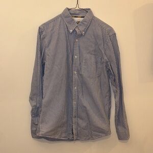 Vintage Club Room Blue and White Striped Button Down Shirt